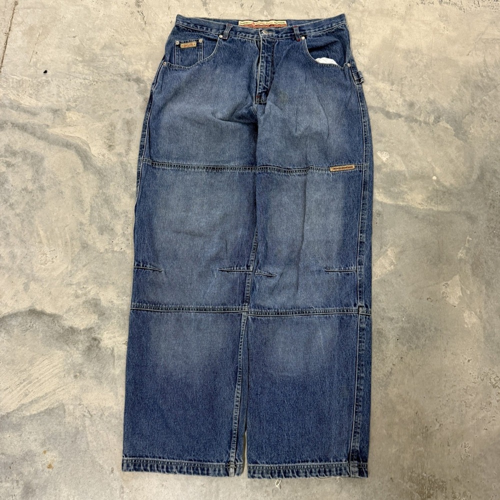 Brooklyn Xpress Baggy Jeans Mens 36x34 Blue Good Wide Leg Carpenter Y2K Skate